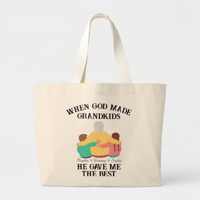 Grand Tote Bag Citations grand-mère personnalisées pour la journé (Devant)