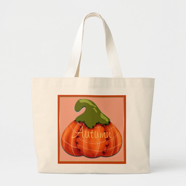 Grand Tote Bag "Citrouille d'automne saisonnier (Devant)