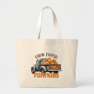 Grand Tote Bag Citrouilles frais - Camion rustique