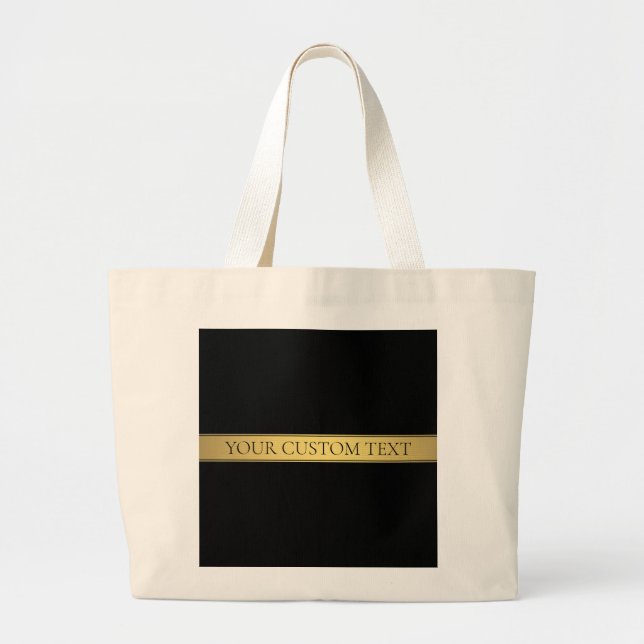 Grand Tote Bag Classy Faux Gold Stripe & Black Arrière - plan ou  (Devant)