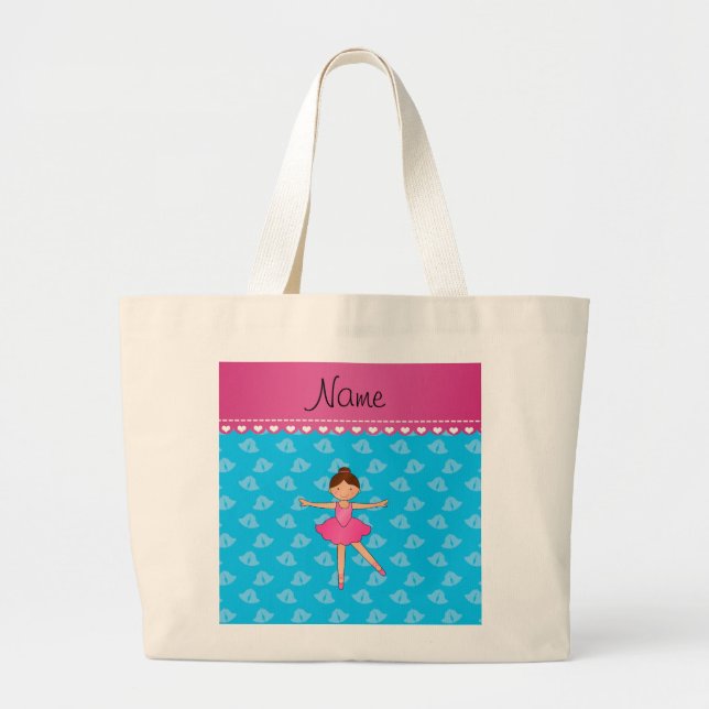Grand Tote Bag Cloches nommées personnalisées de bleu de ciel de (Devant)