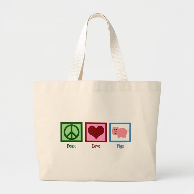 Grand Tote Bag Cochons d'amour de paix (Devant)