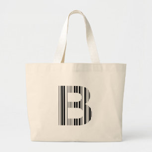 Grand Tote Bag CODE À BARRES DE LA LETTRE B Premier motif de code