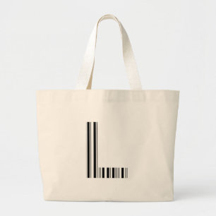 Grand Tote Bag CODE À BARRES LETTRE L Premier motif de code à bar