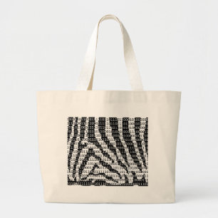 Grand Tote Bag Code binaire Zebra noir et blanc