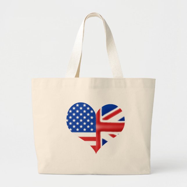 Grand Tote Bag Coeur américain britannique (Devant)