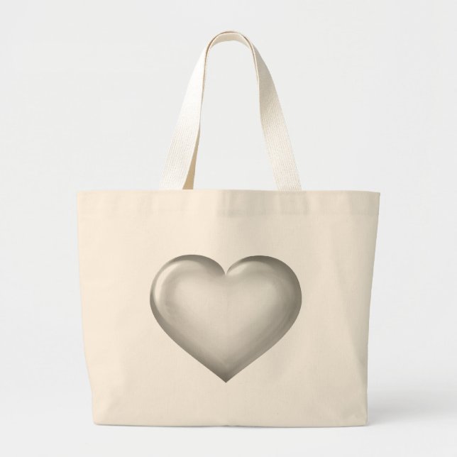 Grand Tote Bag Coeur argenté (Devant)