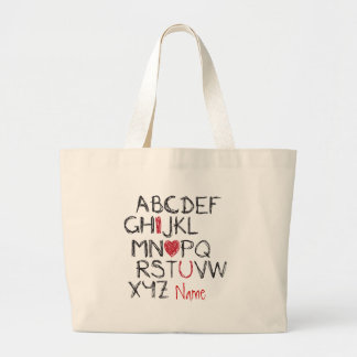 Grand Tote Bag Coeur d'ABC I que vous avez personnalisé