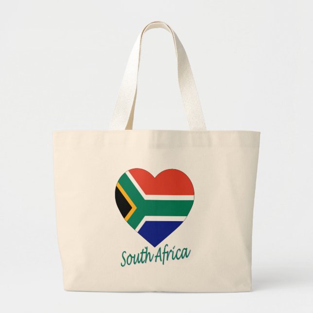 Grand Tote Bag Coeur de drapeau de l'Afrique du Sud (Devant)