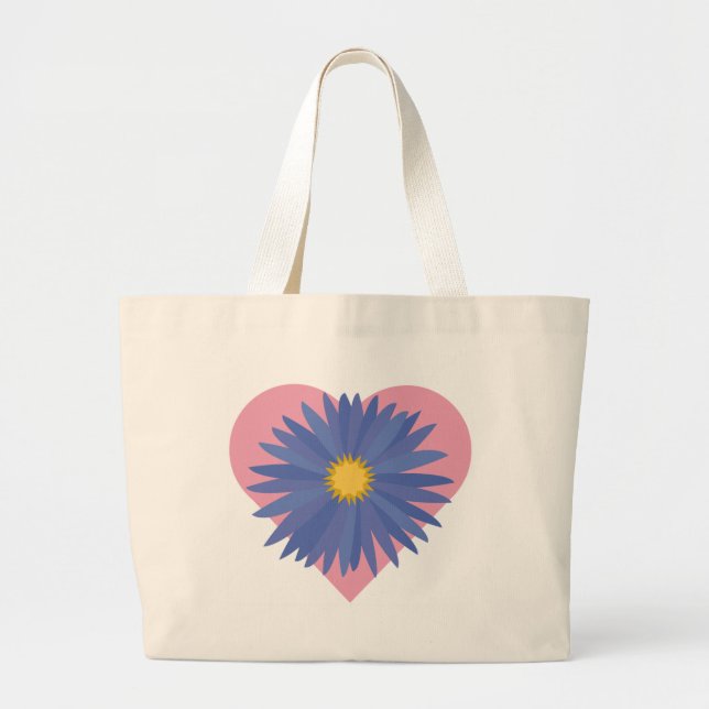 Grand Tote Bag Coeur de fleurs (Devant)