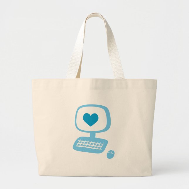 Grand Tote Bag Coeur informatique (Devant)