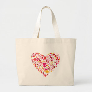 Grand Tote Bag Coeur social de réseau