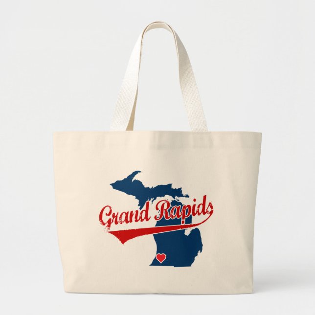 Grand Tote Bag Coeurs Grand Rapids Michigan (Devant)