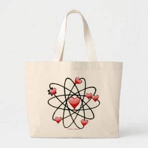 Grand Tote Bag Coeurs rouges de Saint Valentin atomique