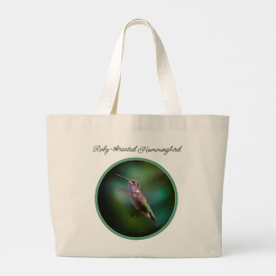 Grand Tote Bag Colibri à gorge rubis - photo originale