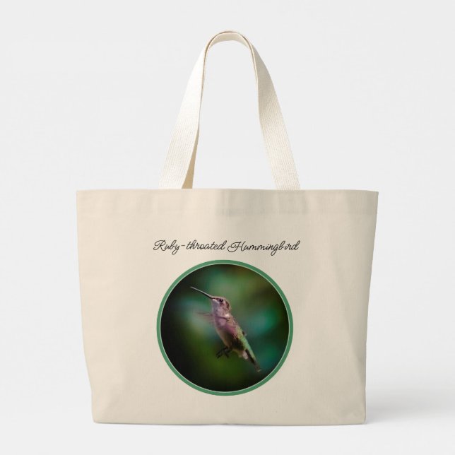 Grand Tote Bag Colibri à gorge rubis - photo originale (Dos)
