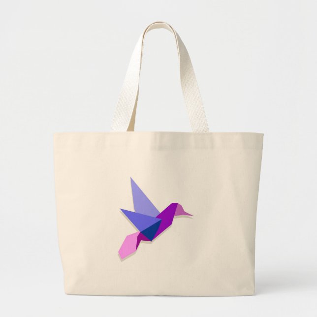 Grand Tote Bag Colibri d'origami (Devant)