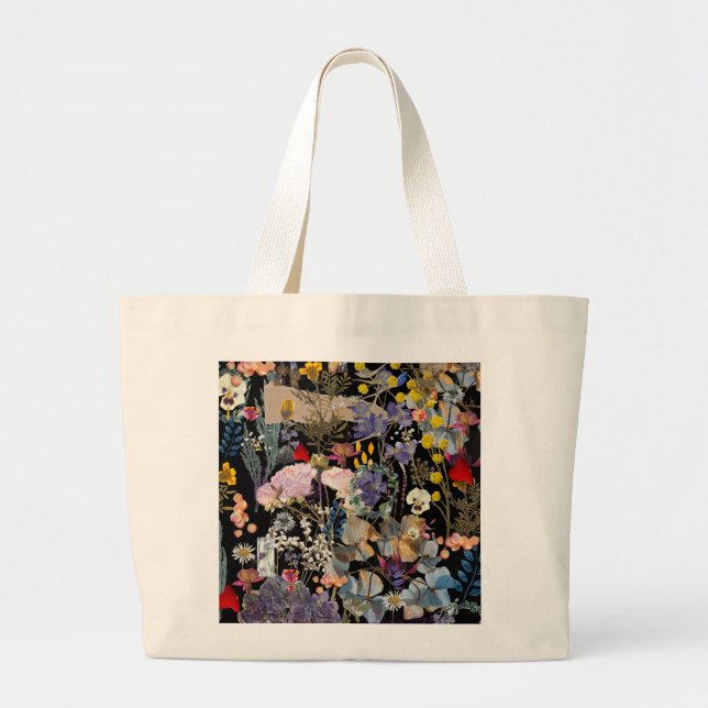 Grand Tote Bag Collage fleur sauvage (Devant)
