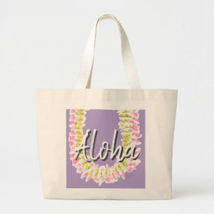Grand Tote Bag Collier Aloha Hawaïen Plumeria Élégant Floral Past