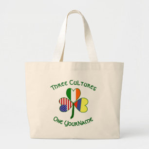 Grand Tote Bag Colombian Irish American Flags Shamrock Your Name