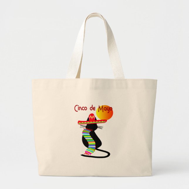 Grand Tote Bag Conception de CAT de Cinco De Mayo--Adorable (Devant)