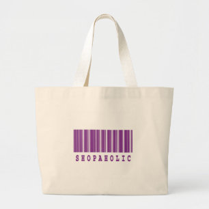 Grand Tote Bag conception de code-barres shopaholic