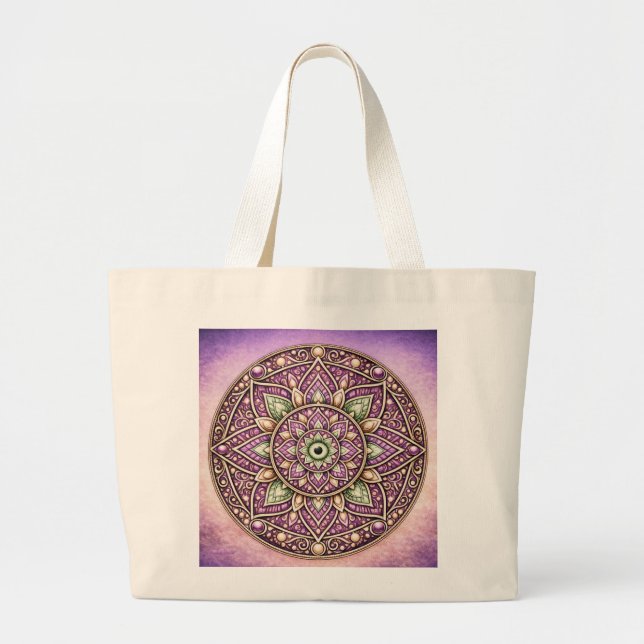 Grand Tote Bag Conception de mandala (Devant)