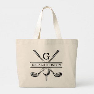 Grand Tote Bag Conception de Monogramme de Golf Elégant Personnal