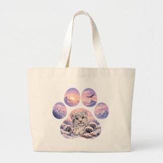 Grand Tote Bag Conception de montagne de patte de léopard des nei