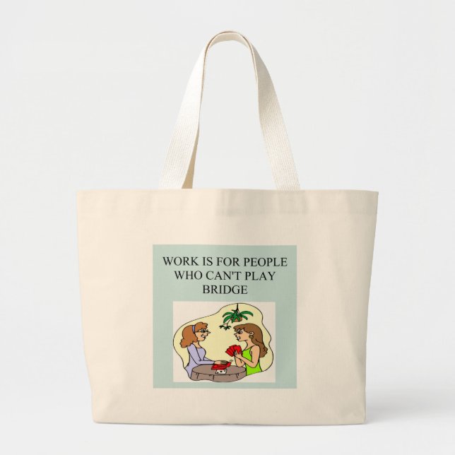 Grand Tote Bag conception drôle de plaisanterie de joueur de pont (Devant)