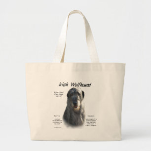 Grand Tote Bag Conception (grise) d'histoire de chien-loup
