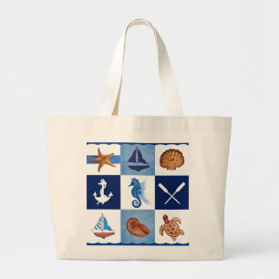 Grand Tote Bag Conception océanique marine