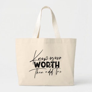 Grand Tote Bag Connaissez Votre Véritable Citation Motivationnell