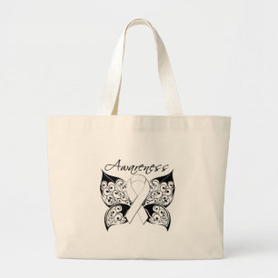 Grand Tote Bag Conscience de papillon de tatouage - cancer de