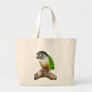 Grand Tote Bag Conure verte à la joue