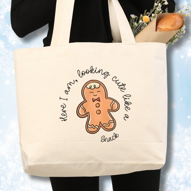 Grand Tote Bag Cookie de pain d'épice de Noël (Christmas gingerbread cookie tote bag, Funny totebag, looking cute like a snack,Christmas joke)
