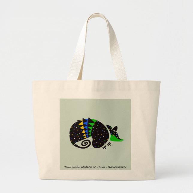 Grand Tote Bag Cool Trois bandes ARMADILLO - Amoureux des animaux (Devant)