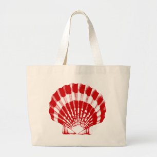 Grand Tote Bag Coquillage - rouge profond et blanc