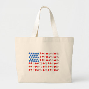 Grand Tote Bag Coquillages patriotiques et Starfish Drapeau améri