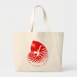 Grand Tote Bag Coquille de Nautilus - rouge foncé et blanc