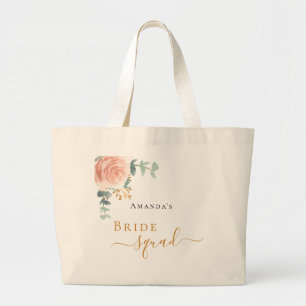 Grand Tote Bag Cortège de mariée rose gold floral eucalyptus verd