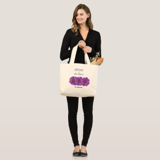 GRAND TOTE BAG COSMOS EN COTON VIOLET FLORAL JUMBO POUR LES ACHAT