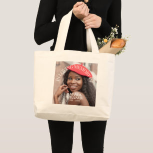 Grand Tote Bag Coton Mémorial Personnalisé avec Photo et Texte