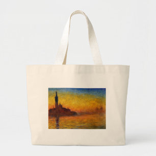 Grand Tote Bag Coucher de soleil de Monet Venise Impressionnisme
