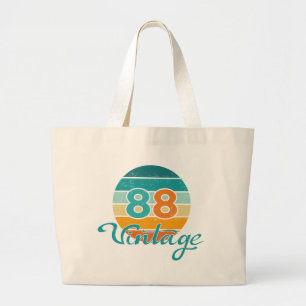 Grand Tote Bag Coucher de soleil rétro 88 Vintage en détresse