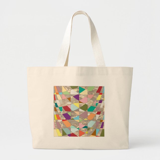 Grand Tote Bag Couleurs Abstraites or (Devant)
