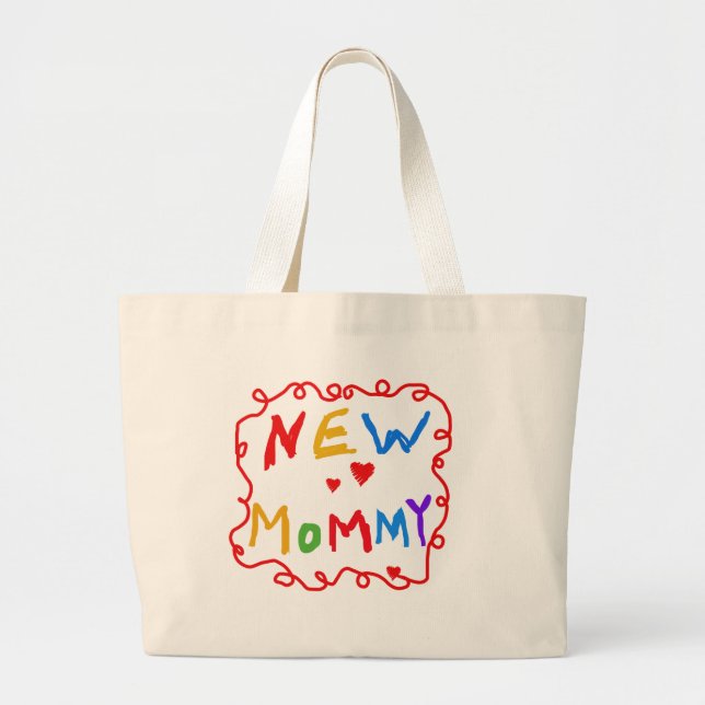 Grand Tote Bag Couleurs primaires Texte Nouveaux T-shirts maman (Devant)