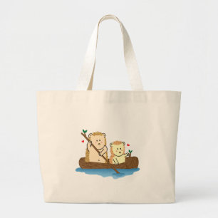Grand Tote Bag Couple de hérissons mignons faisant de la rame sur