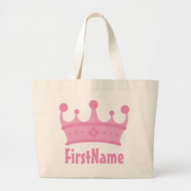 Grand Tote Bag Couronne de nom personnalisé (Devant)