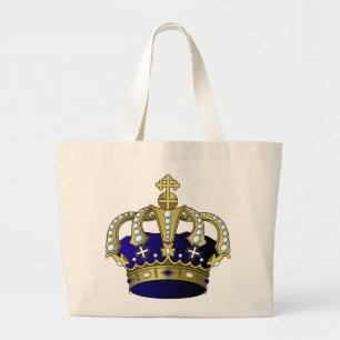 Grand Tote Bag Couronne royale de bleu et d'or
